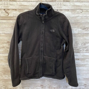 The North Face Womens‎ M Jacket Black Fleece Full Zipper w/ Pockets Cinch Base